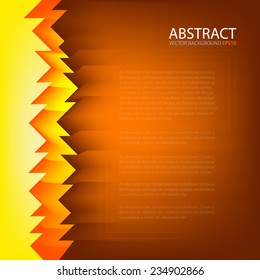Vector background orange yellow serrated sawtooth on dark space paper layer for text and message modern artwork website design
