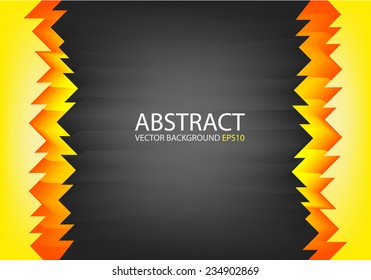 Vector background orange yellow serrated sawtooth on black dark space paper layer for text and message modern artwork website design