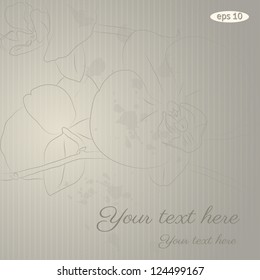 Vector background with orchids. Watercolor stains. Easily edit the colors. Place for your text.