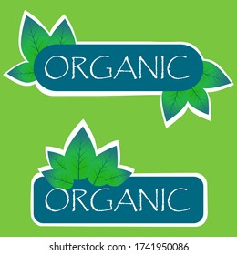 Vector background with organic symbol. Natural bio product logo. Label of ecological quality. Stock Photo.