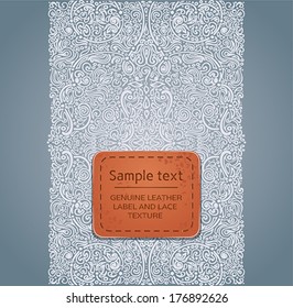 Vector background with oriental ornament and leather label