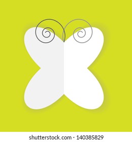 vector background with origami paper butterfly isolated on green background