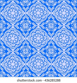 vector background ornamental circle of flowers . seamless pattern . abstract drawing . Blue. Baroque , Rococo