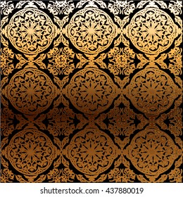 vector background ornamental circle of flowers. abstract drawing. Gold ornament. Baroque , Rococo. Black