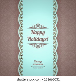 Vector background with ornamental floral elements. Vintage pattern for invitation or greeting card,