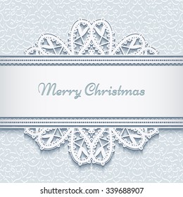 Vector background with ornamental lace border, decorative lace frame, greeting card or invitation template, eps10