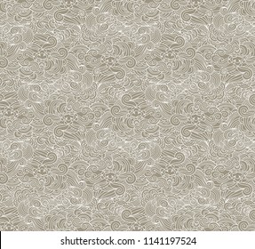 Vector background with ornamental sea waves, curves, curles 