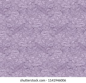 Vector background with ornamental sea waves, curves, curles 