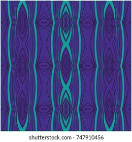 Vector background ornament.Blue and  Violet waves in art decoration style. Middle century textile print for pillows 