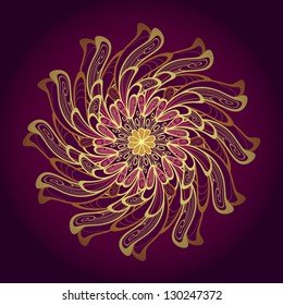 Vector background with ornaments. Vector mandala. Red design. Eastern motif.