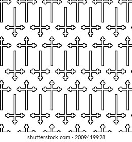 Vector background orthodox cross contour color black