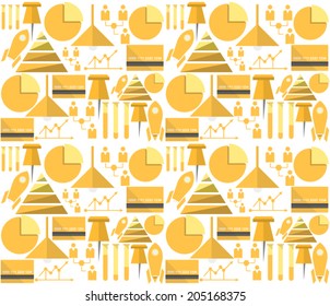 Vector background for outsource. Vector pattern with yellow outsource symbols on white background.