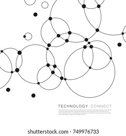 Vector background with overlapping circles and dots. Connect creative structure.
