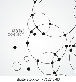 Vector background with overlapping circles and dots. Connect creative structure.