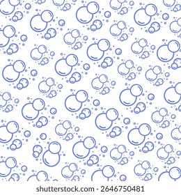 Vector background of oxygen elements, soap bubbles, hygiene concept. Soap, carbonated drinks symbol.