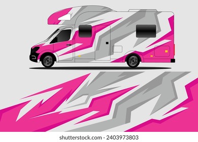 vector background for pack of camper car and other cars and motorcycles	