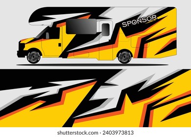 vector background for pack of camper car and other cars and motorcycles	