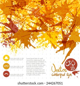 Vector background with paint stains, blot. Page design, drops of paint.