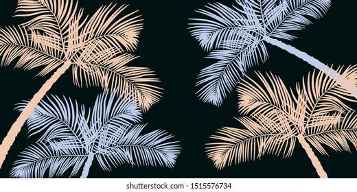 Vector background with palm trees silhouettes. Vector illustration EPS10