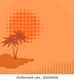 Vector background with palm trees and sun