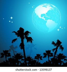 Vector background with palms