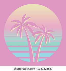 vector background with palms and sunset for banners, cards, flyers, social media wallpapers, etc.