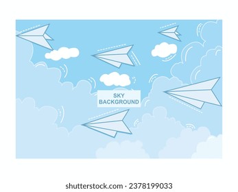 fondo vectorial de los aviones de papel que vuelan sobre nubes blancas