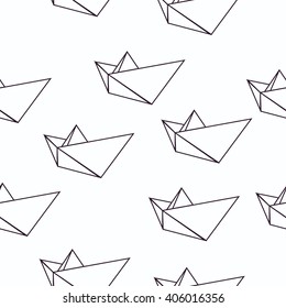 Vector background with paper boats. Cute seamless pattern. Seamless pattern can be used for wallpapers, pattern fills, web backgrounds, surface textures. paper ships.children's boat