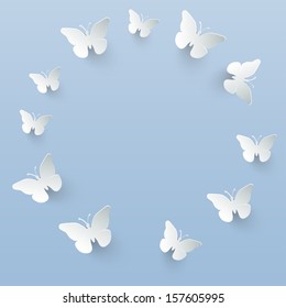 Vector background with paper butterflies.