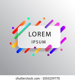 Vector background with paper card and abstract colorful shapes.