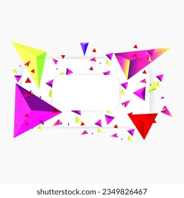 Vector background with paper cards and abstract colorful shapes.