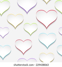 Vector background with paper hearts on a white background