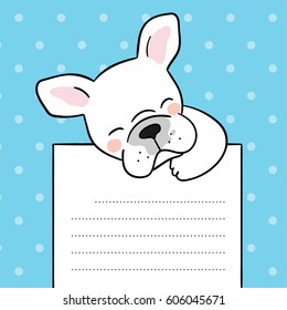 Vector background paper note with cute pug.