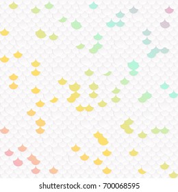 Vector background. Paper. Roof tiles. Scales. Patches. Mosaic. Geometric mottled colored pattern. Beautiful vector illustration. Sequins. Tile. Abstract texture.