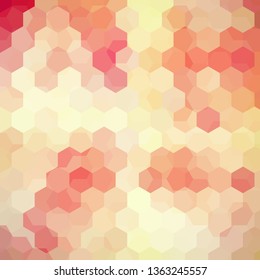 Vector background with pastel beige, pink, orange hexagons. Can be used in cover design, book design, website background. Vector illustration