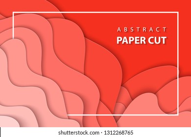 Vector background with pastel coral trend color paper cut shapes. 3D abstract paper art style, design layout for business presentations, flyers, posters, prints, decoration, cards, brochure cover. 