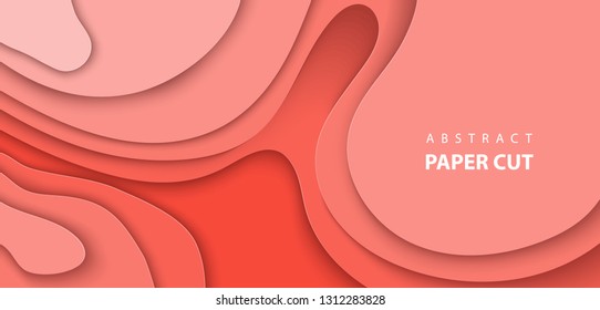 Vector background with pastel coral trend color paper cut shapes. 3D abstract paper art style, design layout for business presentations, flyers, posters, prints, decoration, cards, brochure cover. 