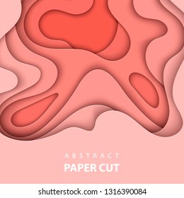 Vector background with pastel coral trend color paper cut shapes. 3D abstract paper art style, design layout for business presentations, flyers, posters, prints, decoration, cards, brochure cover.