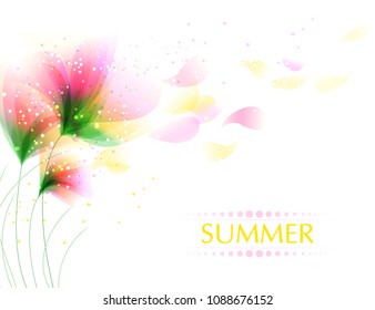 Vector background with pastel flowers. Yellow flowers in the wind. EPS 10. Contains transparent objects.