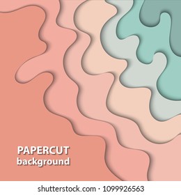Vector background with pastel nude, beige and light green color paper cut shapes. 3D abstract paper art style, design layout for business presentations, flyers, posters, prints, decoration, cards,