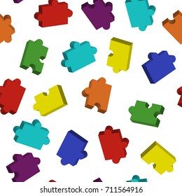 Vector background pattern with 3D puzzles.