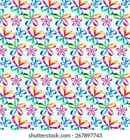 Vector background. Pattern with colorful butterflies and flowers