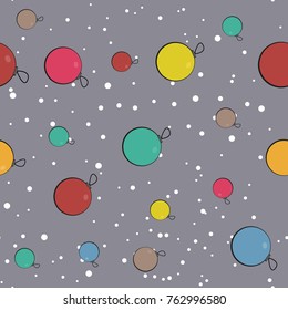 Vector background pattern with colorful Christmas tree toys.