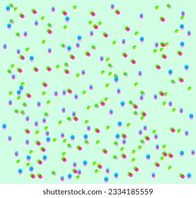 Vector, background pattern with colorful polka dots in greenish pastel colors. A shift or glitch in the color of the peas along the spectrum. Background option - as an example. Separate use.