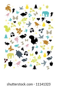 vector - background, pattern with a lot of design element, theme nature seasonal and animals