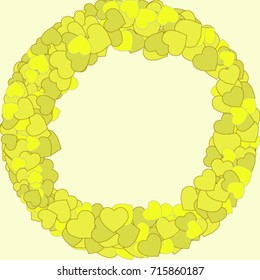 Vector Background Pattern. Element of design. Colored hearts on a Yellow background