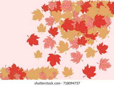 Vector Background Pattern. Element of design. Colored leaves on a pink background