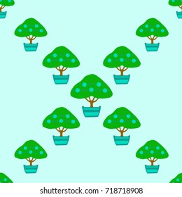 Vector Background Pattern. Element of design. Bonsai on a blue background