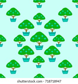 Vector Background Pattern. Element of design. Bonsai on a blue background