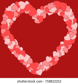 Vector Background Pattern. Element of design. Colored hearts on a red background